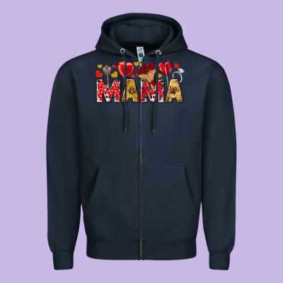 Valentine's Day Mama Mother's Day Zipper Hoodie Designed By Howdyjamesfarm