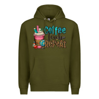 Army Green coffee teach repeat Premium Hoodie - OliviaCreatesArt