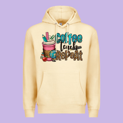 Coffee Teach Repeat Premium Hoodie Designed By Oliviacreatesart