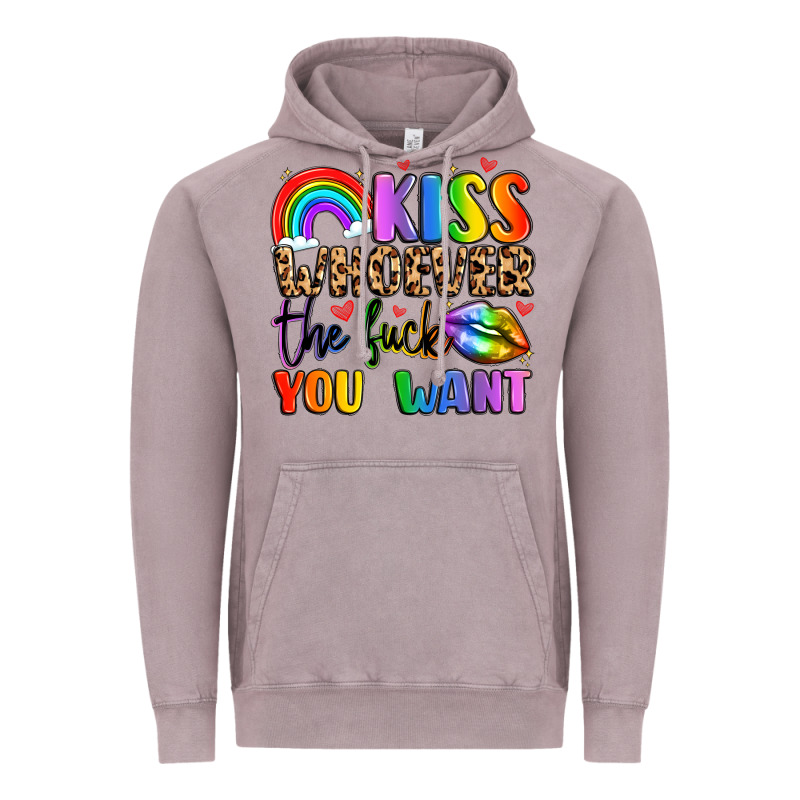 Kiss Whoever The Fuck You Want Vintage Hoodie by LillyAllenDesigns | Teevron