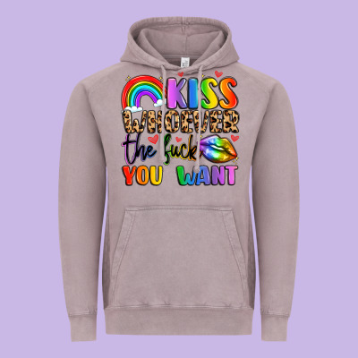 Kiss Whoever The Fuck You Want Vintage Hoodie Designed By Lillyallendesigns