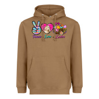 Toasted Coconut Peace Love Easter Heavyweight Hoodie - BundleAndBundleShop