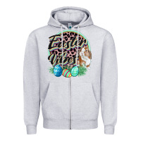 Heather Grey Easter vibes Easter Day Zipper Hoodie - CowGirlArtShop