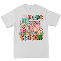 Dove Grey peeps season mode on Premium Tee - MaliasSmallBusiness