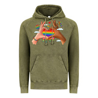 Vintage Olive lgbtq pride hands Vintage Hoodie - LillyAllenDesigns