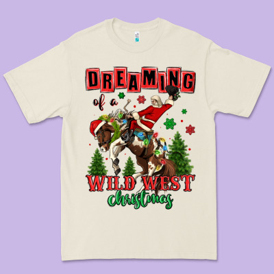 Dreaming Of A Wild West Christmas Cowboy Santa Premium Tee Designed By Maliassmallbusiness
