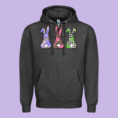 Easter Bunnies Zipper Hoodie Designed By Cowgirlartshop