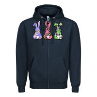 Navy Easter bunnies Zipper Hoodie - CowGirlArtShop