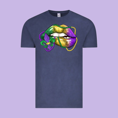 Mardi Gras Lips Vintage Tee Designed By Lillyallendesigns