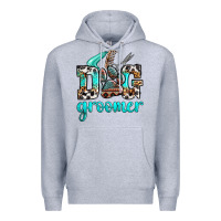 Heather Grey western dog groomer Premium Hoodie - OliviaCreatesArt
