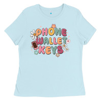 Baby Blue phone wallet keys Ladies Tee - MaliasSmallBusiness