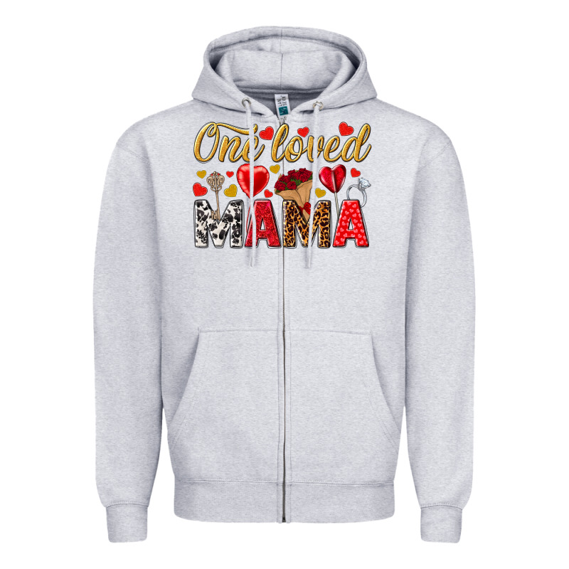 One Loved Mama Valentines Day Zipper Hoodie by HowdyJamesFarm | Teevron