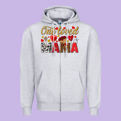 One Loved Mama Valentines Day Zipper Hoodie Designed By Howdyjamesfarm