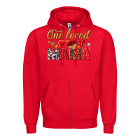 Red One loved mama valentines day Zipper Hoodie - HowdyJamesFarm