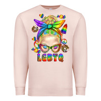 Pale Pink LGBTQ+ Messy Bun With Snacks Premium Sweatshirt - BundleAndBundleShop