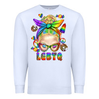 White LGBTQ+ Messy Bun With Snacks Premium Sweatshirt - BundleAndBundleShop