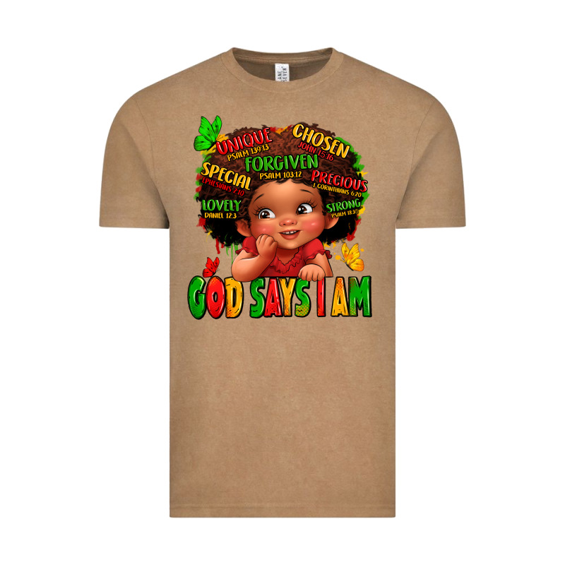 God Says I Am Juneteenth Kid Vintage Tee by LillyAllenDesigns | Teevron