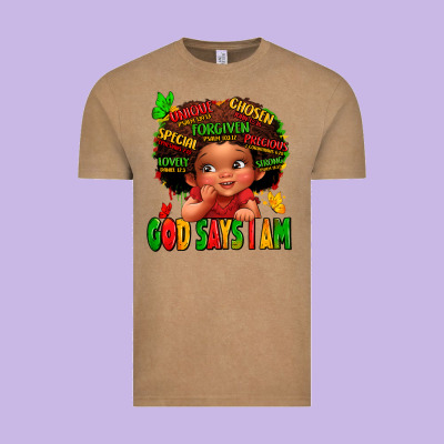 God Says I Am Juneteenth Kid Vintage Tee Designed By Lillyallendesigns