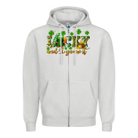 Dove Grey Lucky and i gnome it St. Patrick's Day Zipper Hoodie - CowGirlArtShop