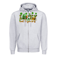 Heather Grey Lucky and i gnome it St. Patrick's Day Zipper Hoodie - CowGirlArtShop