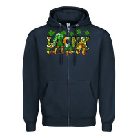 Navy Lucky and i gnome it St. Patrick's Day Zipper Hoodie - CowGirlArtShop