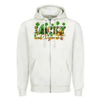 Oatmeal Heather Lucky and i gnome it St. Patrick's Day Zipper Hoodie - CowGirlArtShop