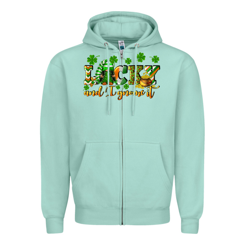 Lucky And I Gnome It St. Patrick's Day Zipper Hoodie by CowGirlArtShop | Teevron