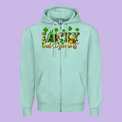 Lucky And I Gnome It St. Patrick's Day Zipper Hoodie Designed By Cowgirlartshop