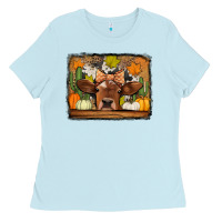 Baby Blue fall cow Ladies Tee - Jasminsmagicworld
