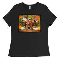 Black fall cow Ladies Tee - Jasminsmagicworld