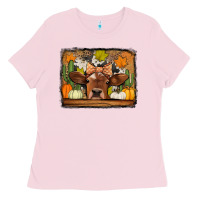 Bubblegum Pink fall cow Ladies Tee - Jasminsmagicworld