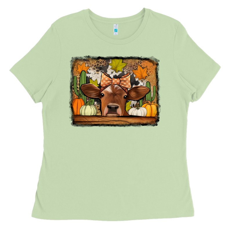 Fall Cow Ladies Tee by Jasminsmagicworld | Teevron