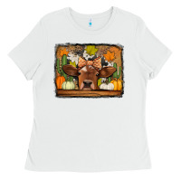 White fall cow Ladies Tee - Jasminsmagicworld