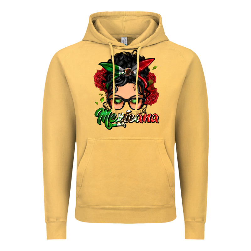 Mexicana Woman Messy Bun Vintage Hoodie by LillyAllenDesigns | Teevron