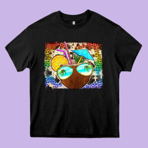 Coconut Drink With Sunglasses Heavy Core Tee Designed By Jasminsmagicworld