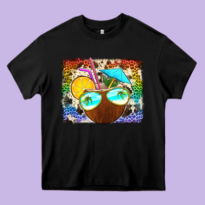 Coconut Drink With Sunglasses Heavy Core Tee Designed By Jasminsmagicworld