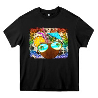 Black coconut drink with sunglasses Heavy Core Tee - Jasminsmagicworld