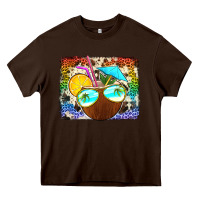 Chocolate Brown coconut drink with sunglasses Heavy Core Tee - Jasminsmagicworld
