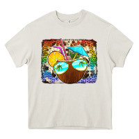 Cream coconut drink with sunglasses Heavy Core Tee - Jasminsmagicworld