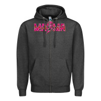 Charcoal Heather Mama neon lightning bolt mother's day Zipper Hoodie - HowdyJamesFarm