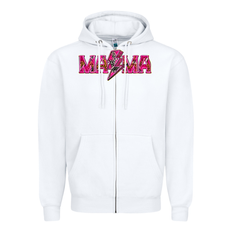 Mama Neon Lightning Bolt Mother's Day Zipper Hoodie by HowdyJamesFarm | Teevron