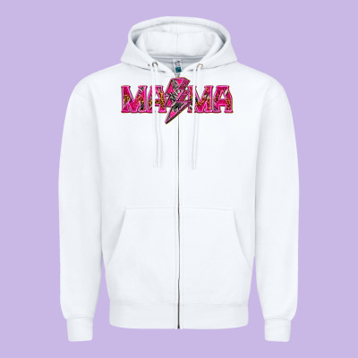Mama Neon Lightning Bolt Mother's Day Zipper Hoodie Designed By Howdyjamesfarm