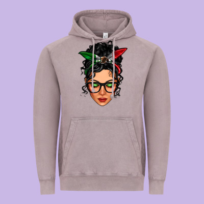 Mexican Latina Girl Messy Bun Vintage Hoodie Designed By Lillyallendesigns