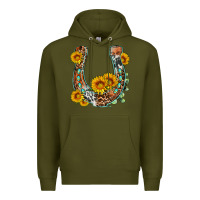 Army Green western leopard cowhide sunflowers horseshoe Premium Hoodie - OliviaCreatesArt