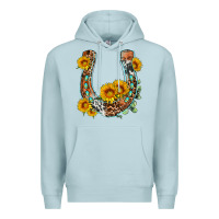 Blue Mist western leopard cowhide sunflowers horseshoe Premium Hoodie - OliviaCreatesArt