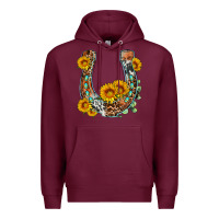 Burgundy western leopard cowhide sunflowers horseshoe Premium Hoodie - OliviaCreatesArt