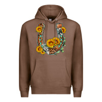 Chestnut western leopard cowhide sunflowers horseshoe Premium Hoodie - OliviaCreatesArt