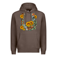 Coffee western leopard cowhide sunflowers horseshoe Premium Hoodie - OliviaCreatesArt