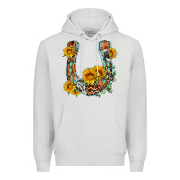 Dove Grey western leopard cowhide sunflowers horseshoe Premium Hoodie - OliviaCreatesArt