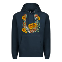 Navy western leopard cowhide sunflowers horseshoe Premium Hoodie - OliviaCreatesArt